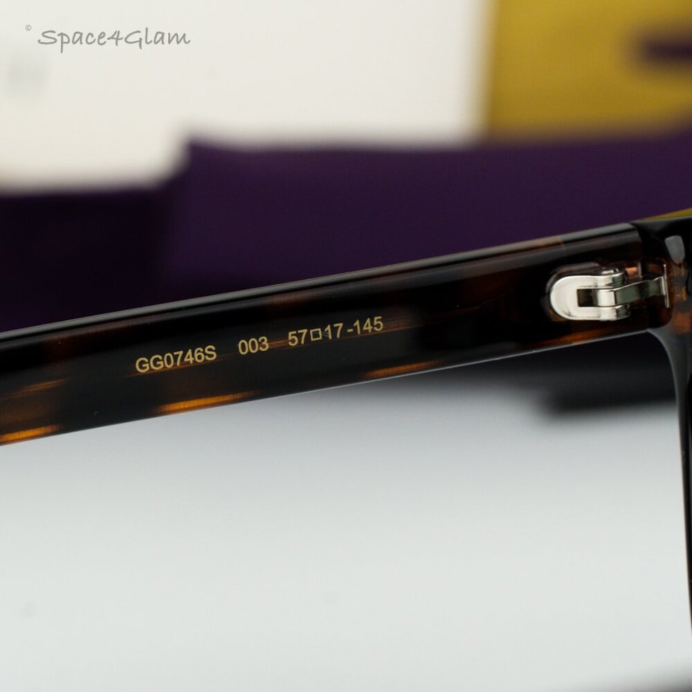 BRAND NEW Gucci GG0746S 003 Havana Green Rectangle Unisex Sunglasses GG 0746S - Picture 4 of 7